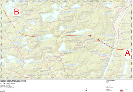 Kart av over E39 strekning Mandal - Lyngdal Øst